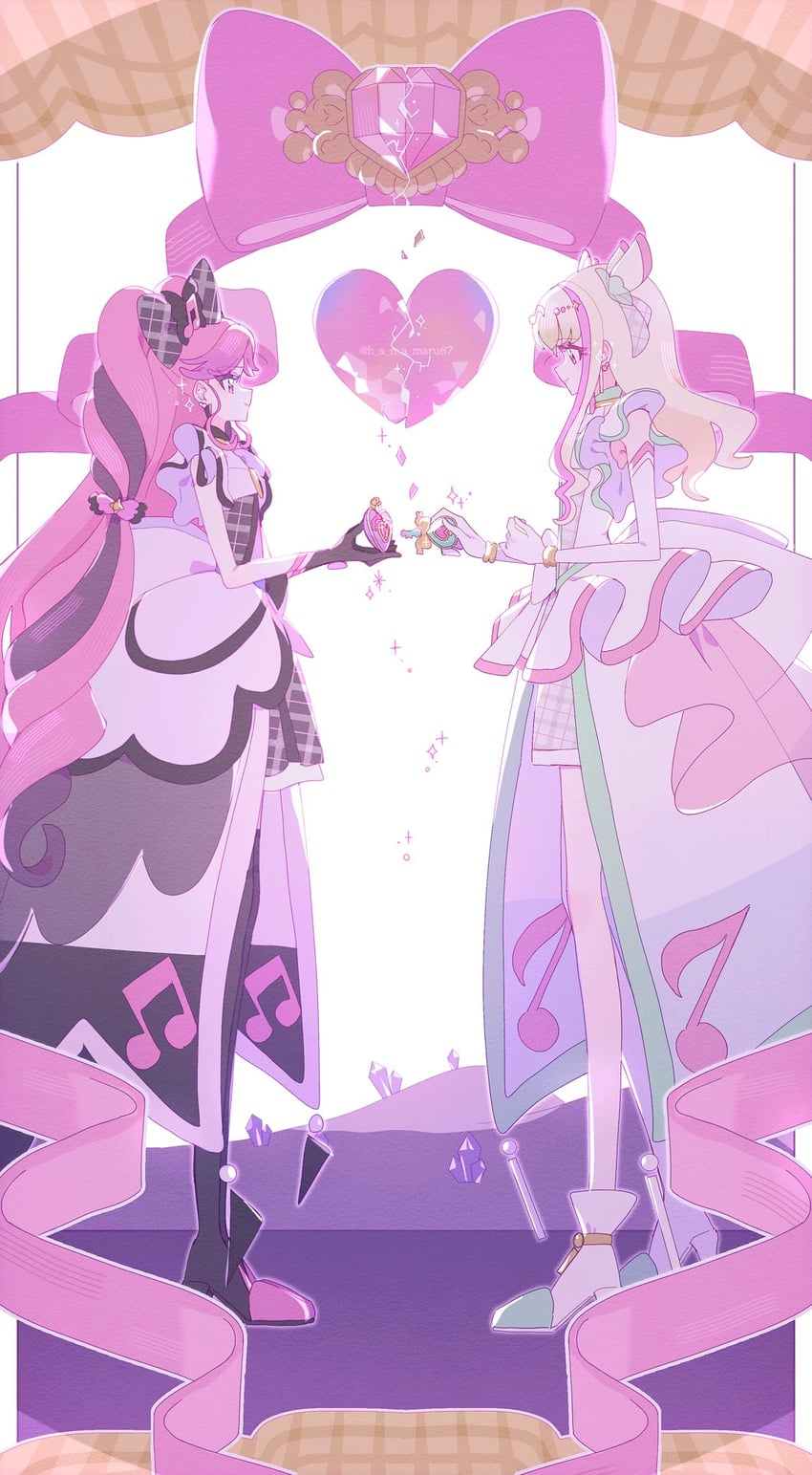 cure zukyuun and cure kiss (precure and 2 more) drawn by hanamaru_(h_a_n_a_maru87)