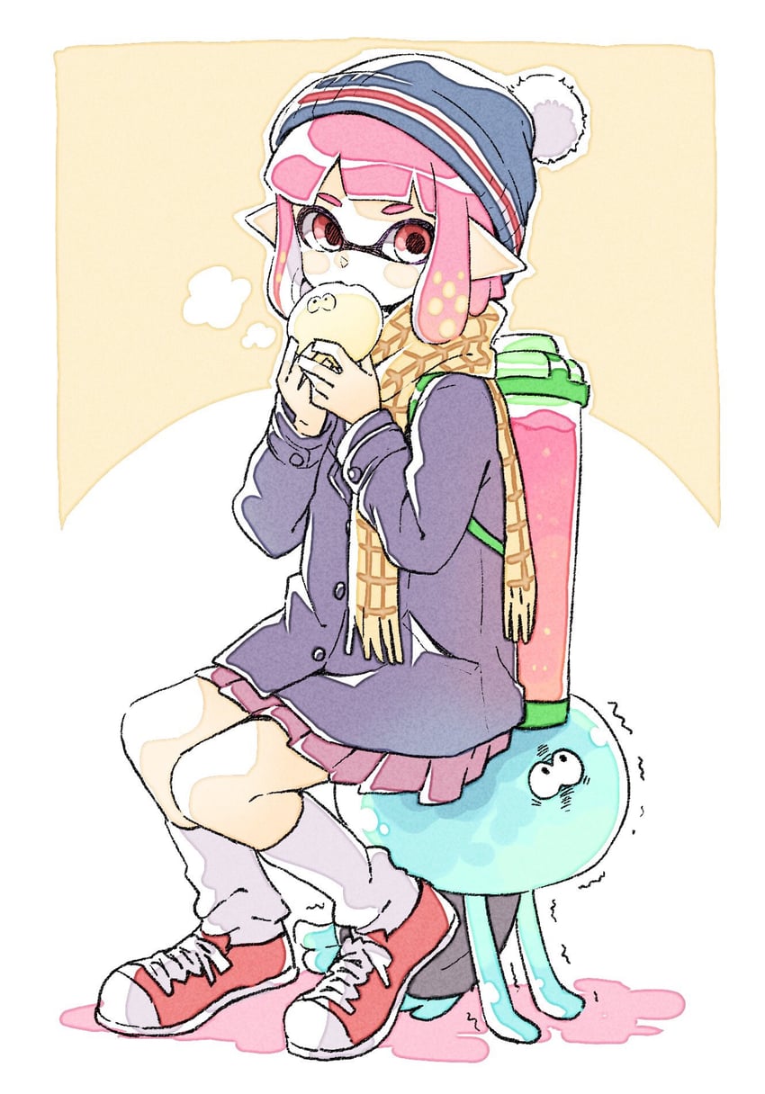inkling player character, inkling girl, and jellyfish (splatoon) drawn by sen_squid