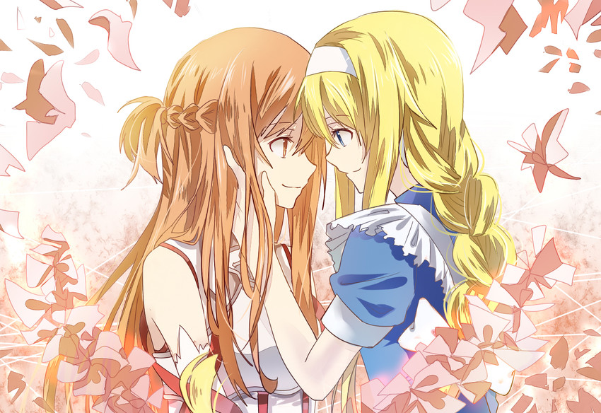 asuna and alice zuberg (sword art online and 1 more) drawn by walluka