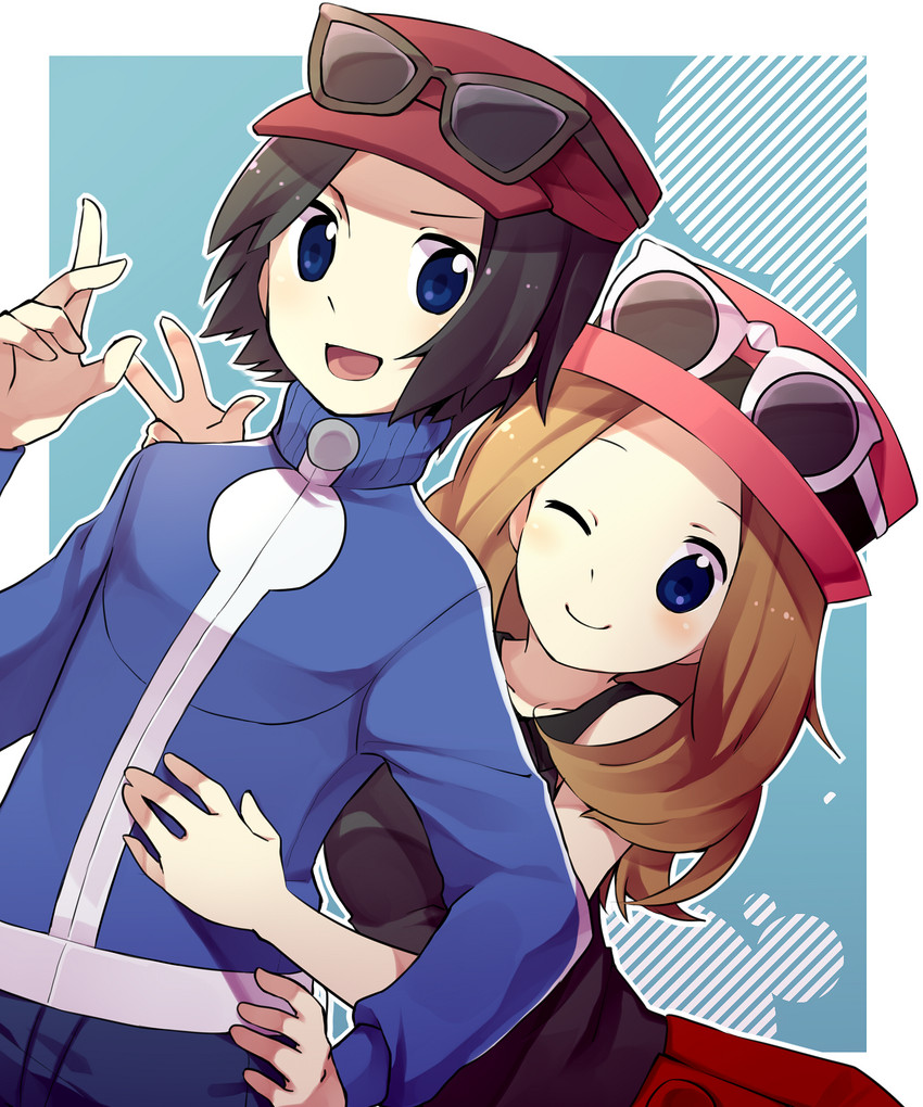 serena and calem (pokemon and 1 more) drawn by tachibana_koyoru
