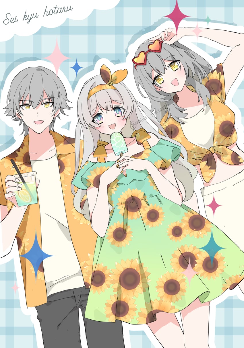 trailblazer, firefly, stelle, and caelus (honkai and 1 more) drawn by kanaria_(mint_tea1256)
