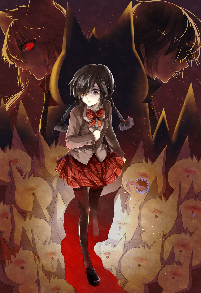 kurai yonaka, moge-ko, king mogeko, and kurai shinya (funamusea and 1 more) drawn by dingdang