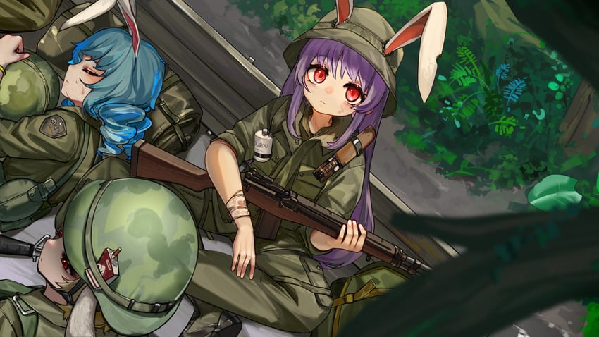 reisen udongein inaba, seiran, and ringo (touhou) drawn by kourou_(kouroukun)