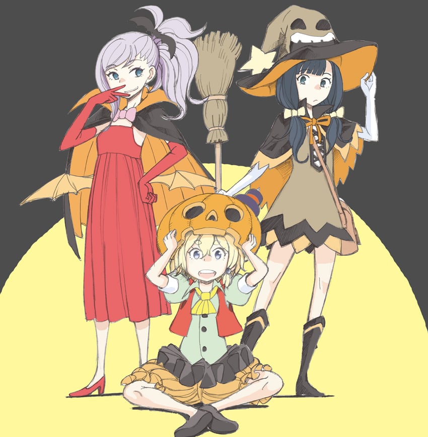 asebi, dahilia, and tsukushi (asebi to sora sekai no boukensha) drawn by umeki_taisuke