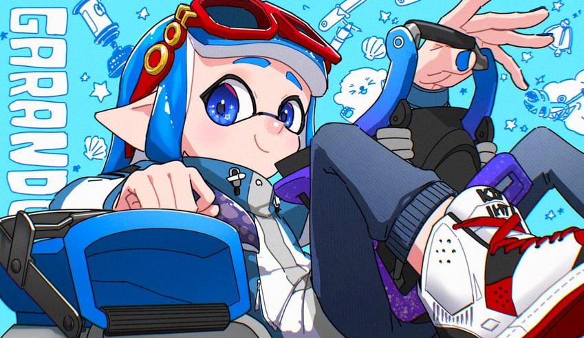 inkling player character and inkling girl (splatoon and 1 more) drawn by shafu