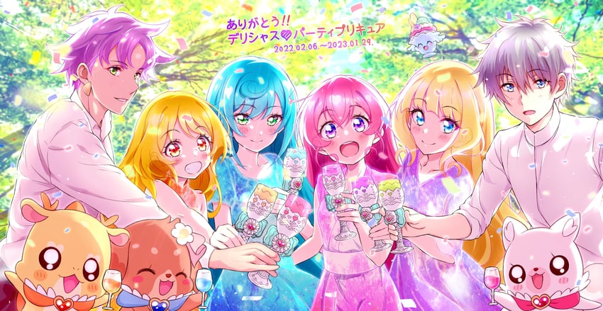 nagomi yui, fuwa kokone, kasai amane, hanamichi ran, cure precious, and 11 more (precure and 1 more) drawn by kyoutsuugengo