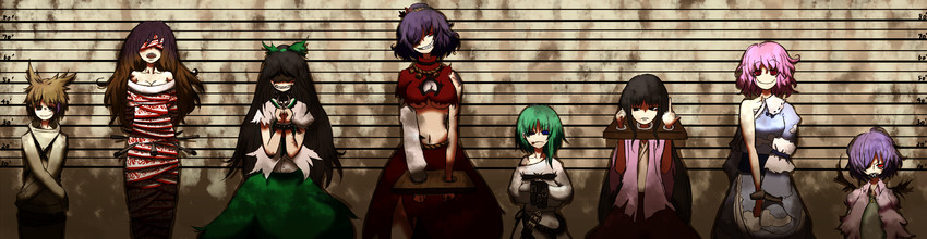 remilia scarlet, saigyouji yuyuko, reiuji utsuho, houraisan kaguya, hijiri byakuren, and 3 more (touhou) drawn by noumen
