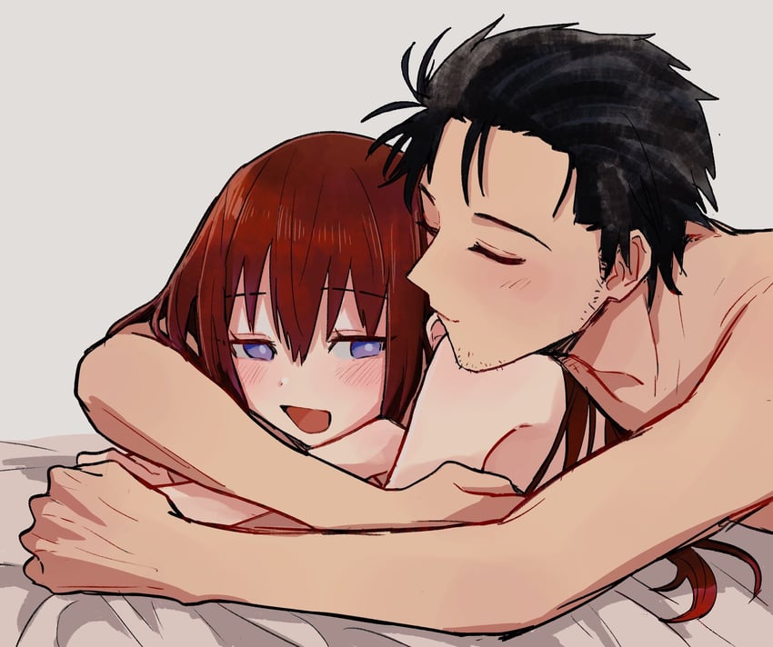 makise kurisu and okabe rintarou (steins;gate) drawn by suehiroch0