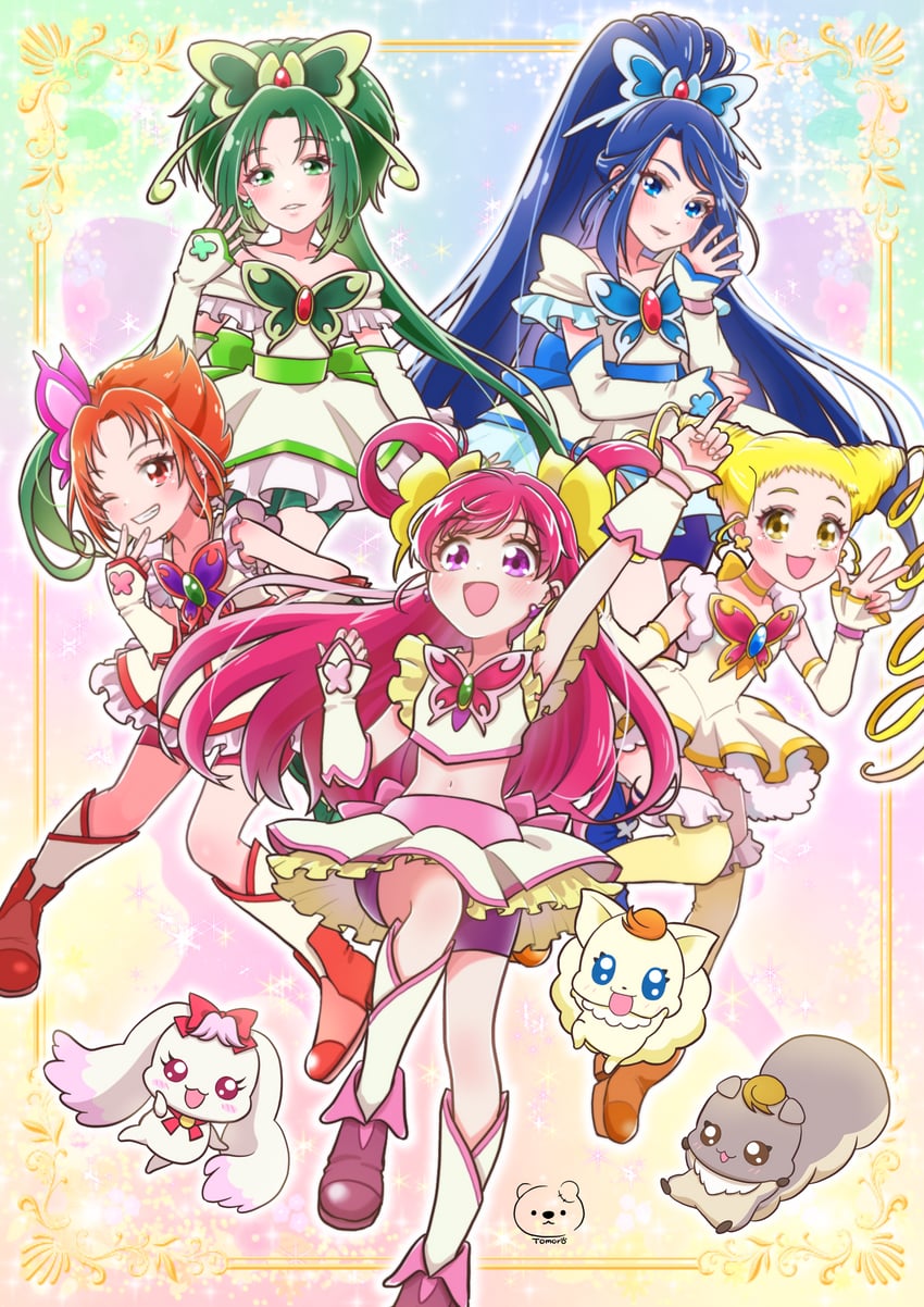 yumehara nozomi, minazuki karen, cure dream, kasugano urara, akimoto komachi, and 8 more (precure and 1 more) drawn by moro_precure