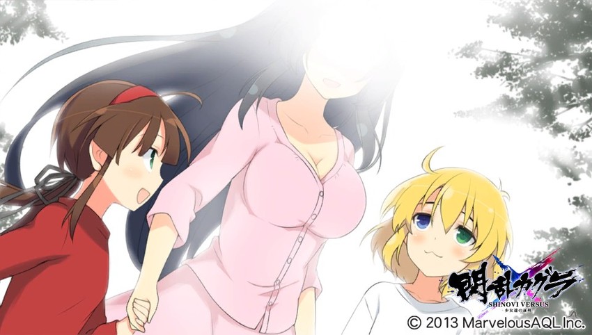 ryouna, ryoubi, and ryouki (senran kagura and 2 more) drawn by yaegashi_nan