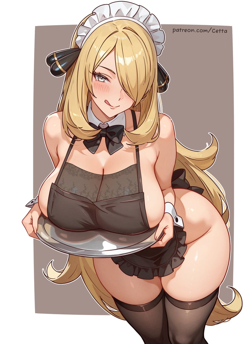 cynthia (pokemon and 1 more) drawn by reus_(cetta)