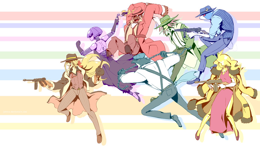 floran, hylotl, apex, avian, glitch, and 2 more (starbound) drawn by john_su