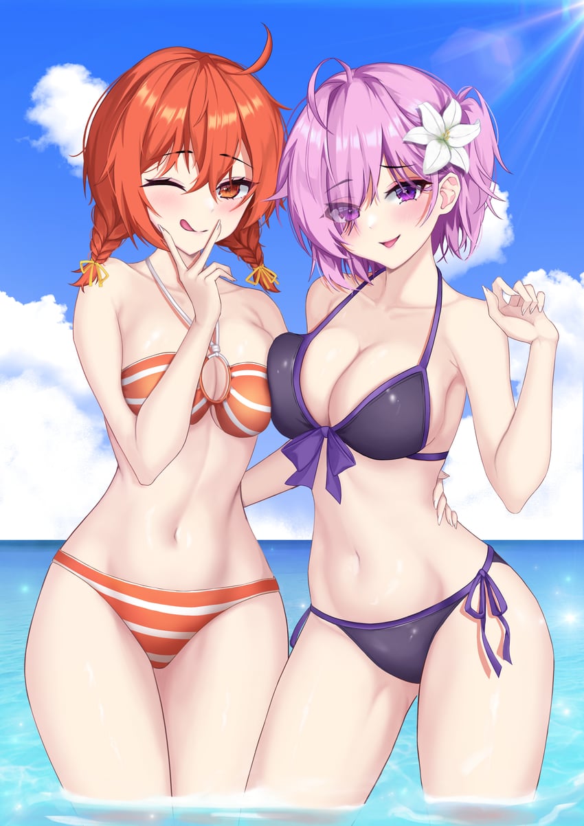 mash kyrielight and fujimaru ritsuka (fate and 1 more) drawn by mergerri