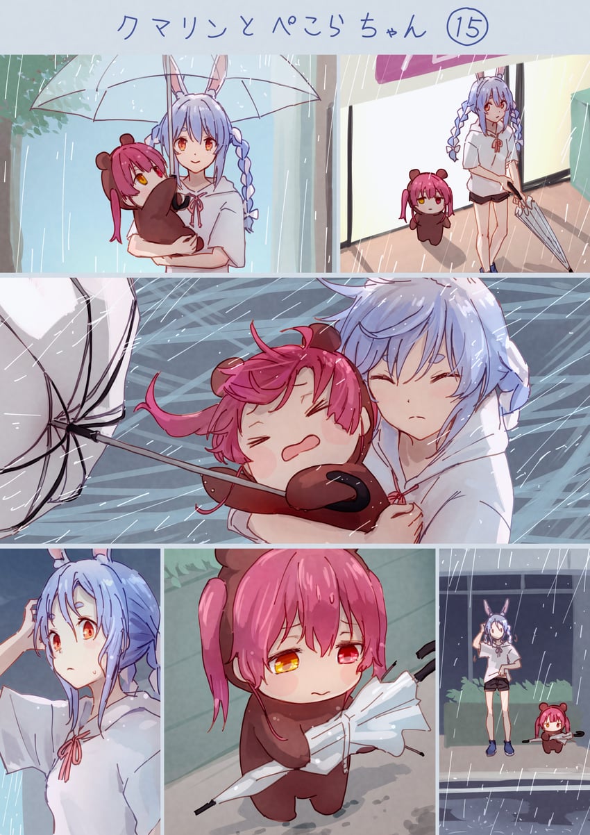 houshou marine, usada pekora, and houshou kumarine (hololive) drawn by yami_ara