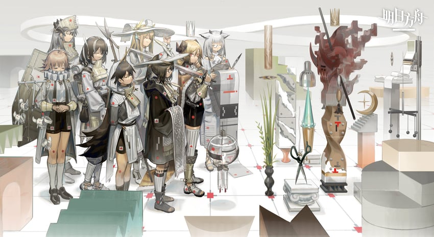 saria, muelsyse, silence, ifrit, ptilopsis, and 3 more (arknights) drawn by norizc