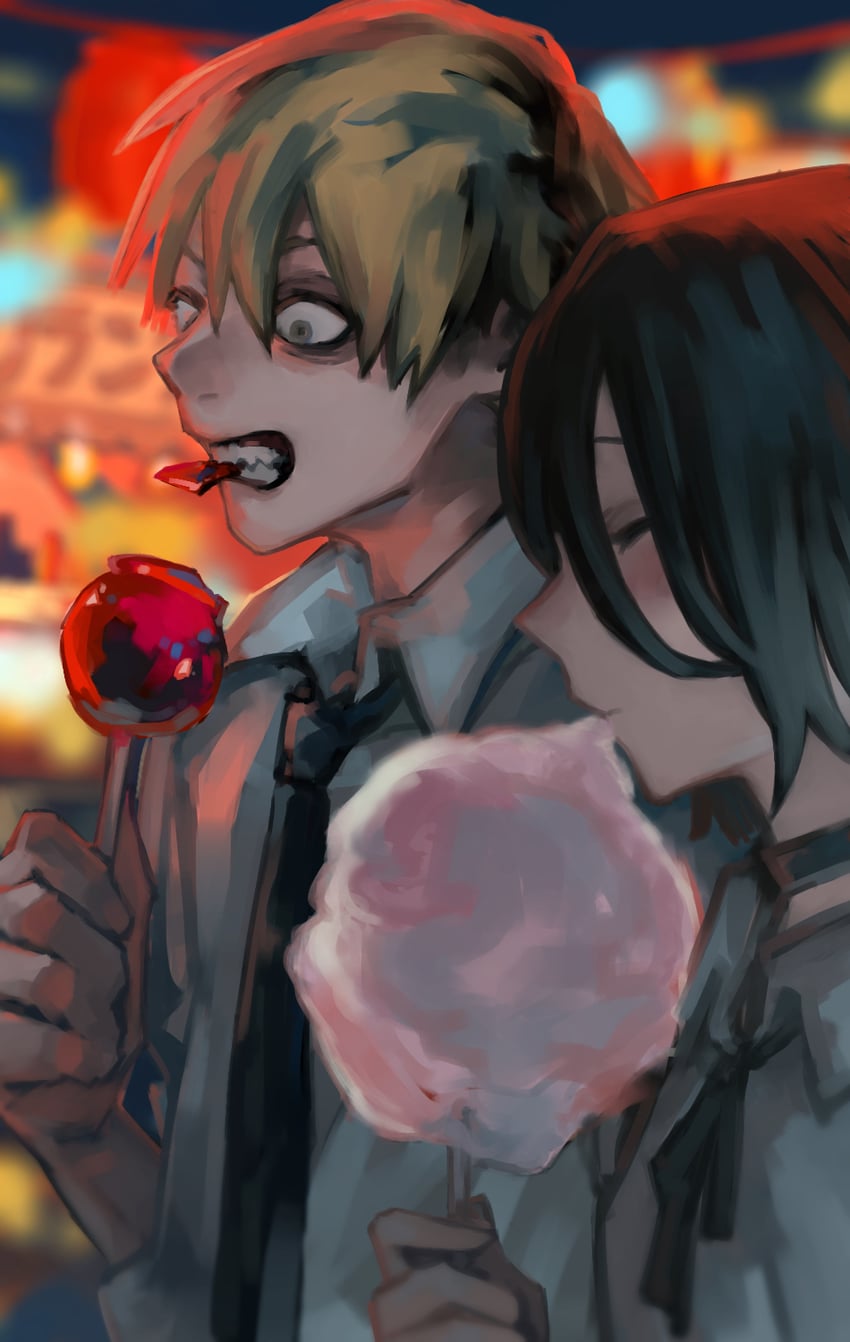 denji and reze (chainsaw man) drawn by nakano_(2_mannaka)