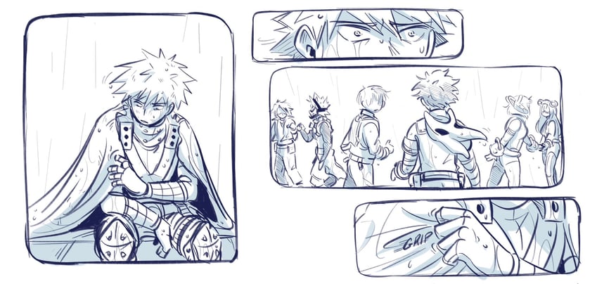 midoriya izuku, bakugou katsuki, uraraka ochaco, todoroki shoto, asui tsuyu, and 2 more (boku no hero academia) drawn by daniartonline