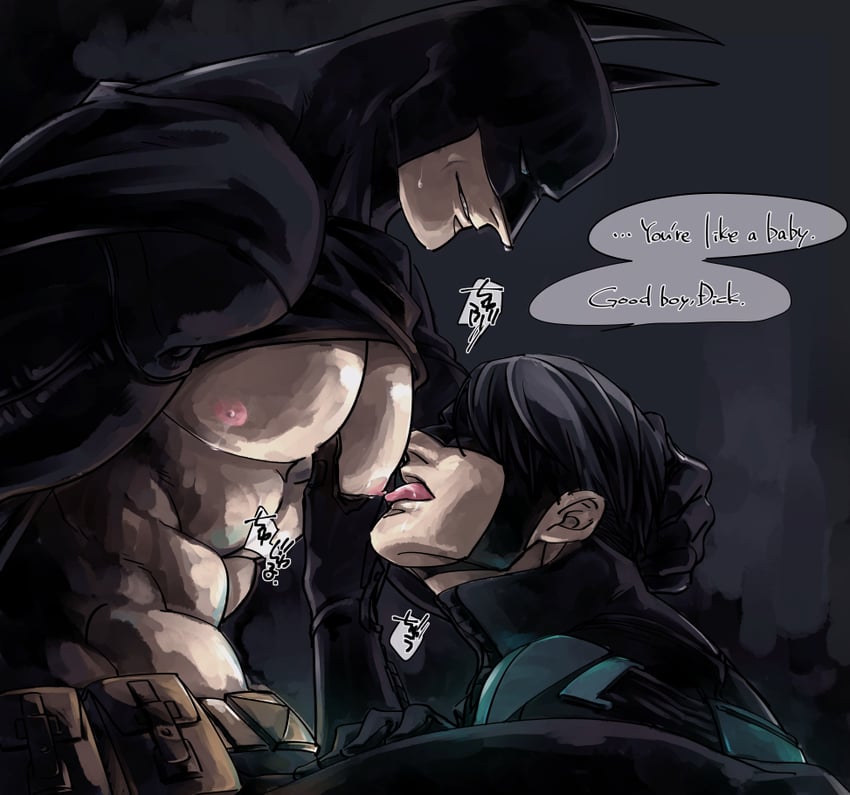 batman, bruce wayne, dick grayson, and nightwing (dc comics and 1 more) drawn by fujimura_(fuji_biotope6)