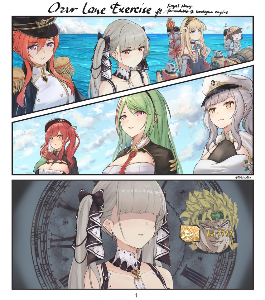 dio brando, formidable, zara, queen elizabeth, mutsuki, and 3 more (azur lane and 1 more) drawn by envyvanity