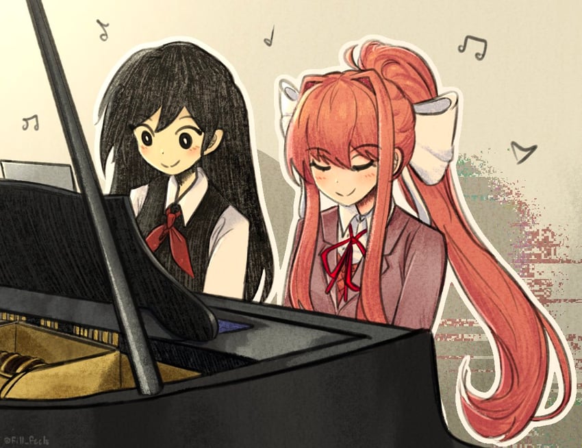 monika and mari (omori and 1 more) drawn by fill_feels