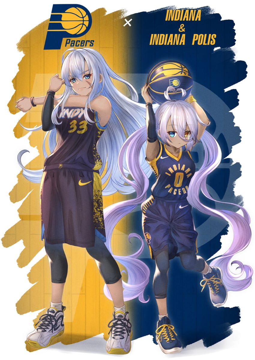 indianapolis, indiana, tyrese haliburton, and myles turner (azur lane and 2 more) drawn by yakkuro