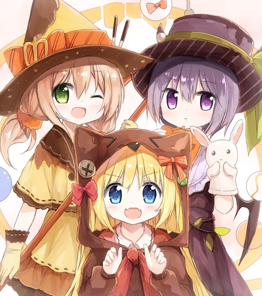 waka, shiho, and flower girl (original) drawn by yuuhagi_(amaretto-no-natsu)