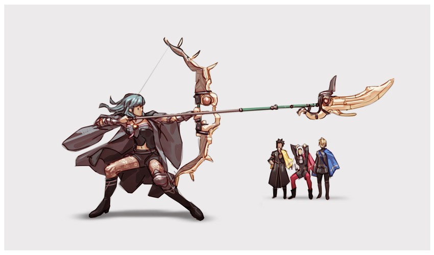 female byleth, edelgard von hresvelg, dimitri alexandre blaiddyd, and claude von riegan (fire emblem and 2 more) drawn by nin_nakajima