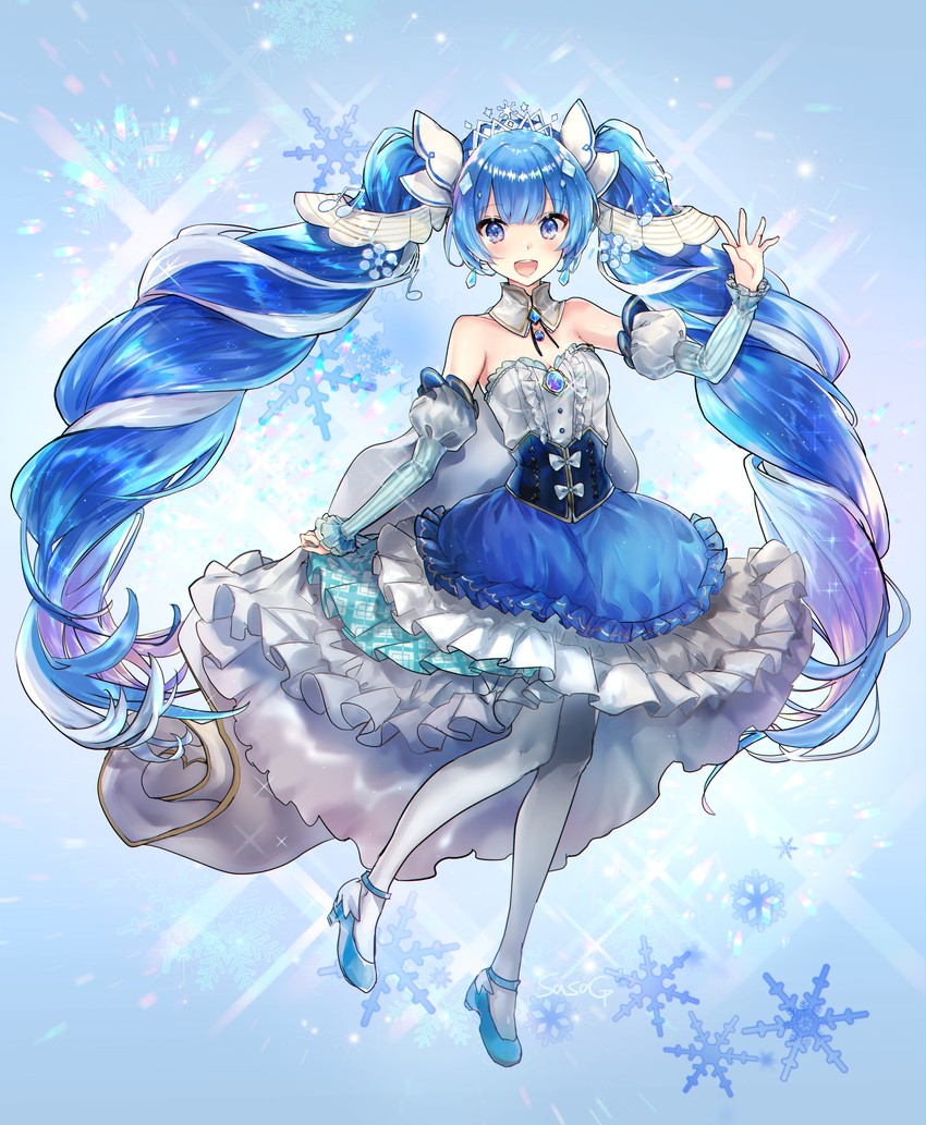 hatsune miku and yuki miku (vocaloid) drawn by nekojita_(ika_neko46)
