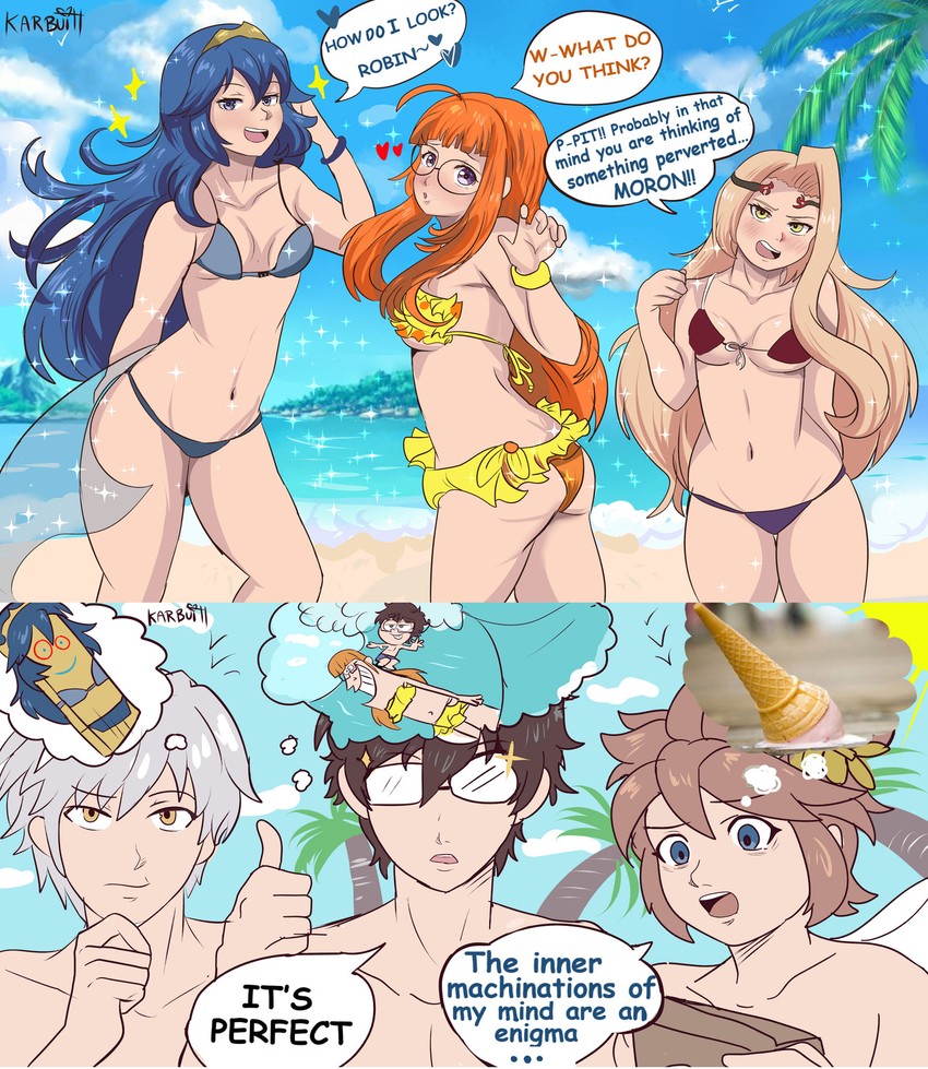 lucina, amamiya ren, female robin, sakura futaba, male robin, and 3 more (fire emblem and 8 more) drawn by karbuitt
