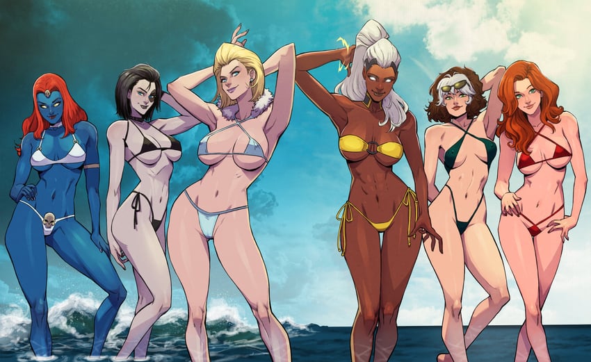 emma frost, storm, rogue, jean grey, mystique, and 1 more (marvel and 1 more) drawn by danusko