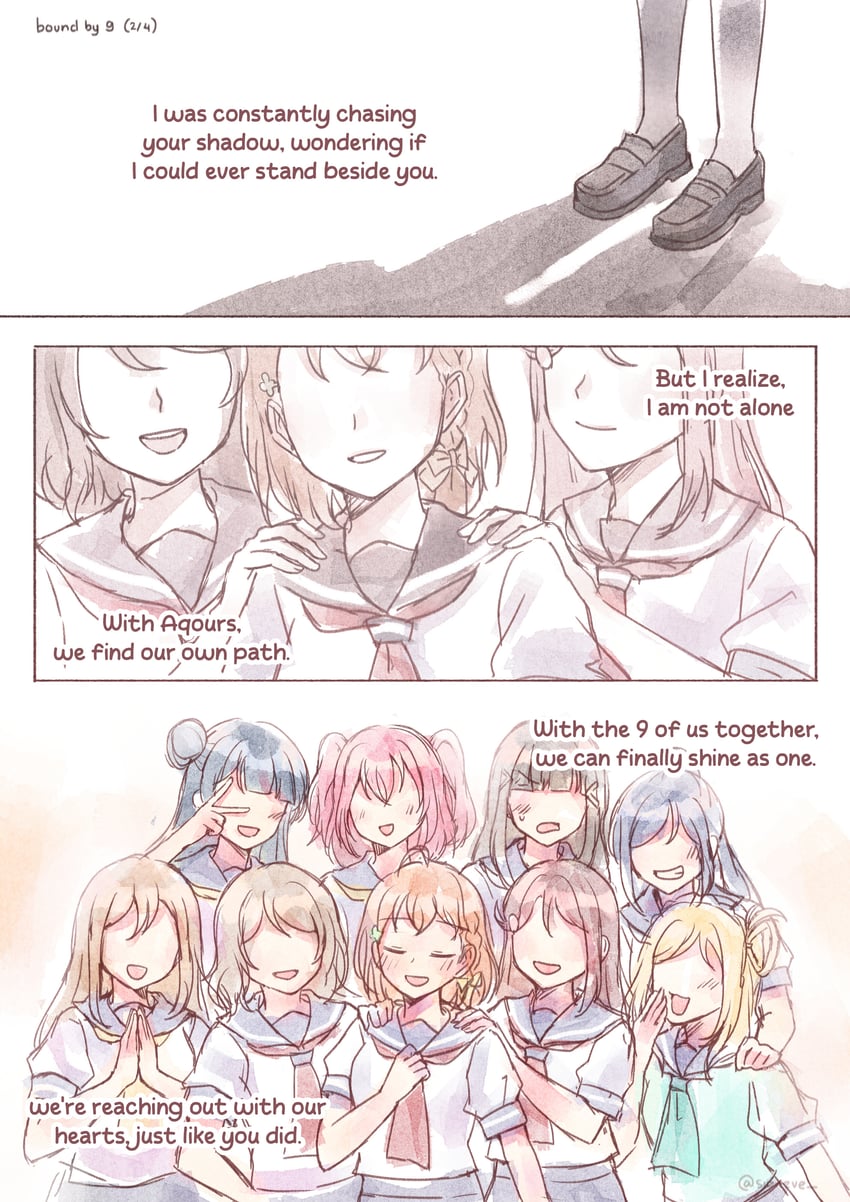 watanabe you, tsushima yoshiko, sakurauchi riko, takami chika, matsuura kanan, and 4 more (love live! and 1 more) drawn by sioneve