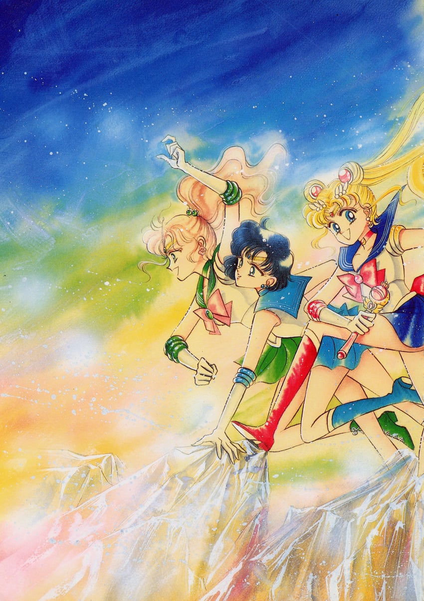 tsukino usagi, sailor moon, mizuno ami, kino makoto, sailor mercury, and 1 more (bishoujo senshi sailor moon) drawn by takeuchi_naoko
