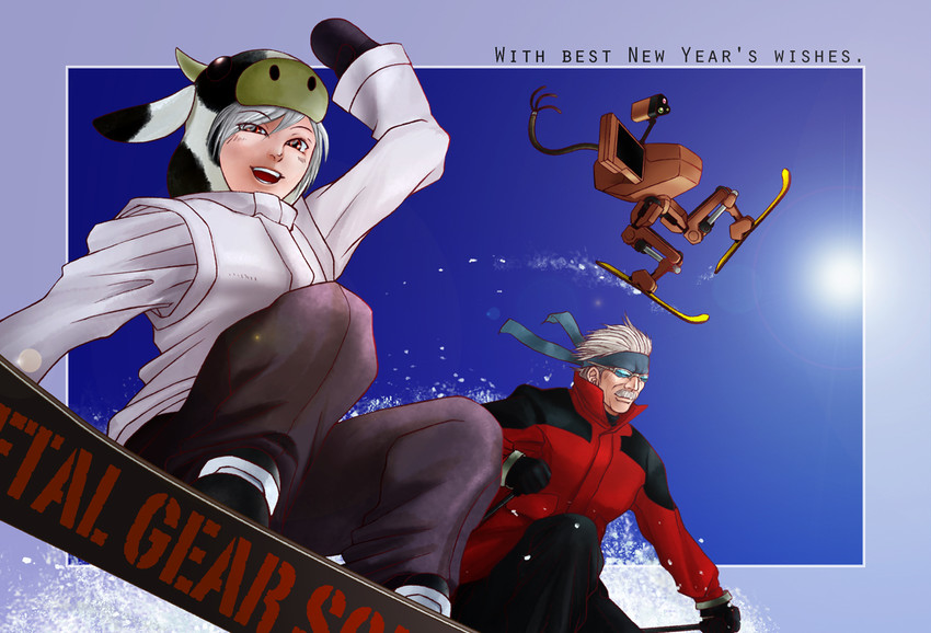 solid snake, old snake, sunny emmerich, and metal gear mk. ii (metal gear and 1 more) drawn by ray_k