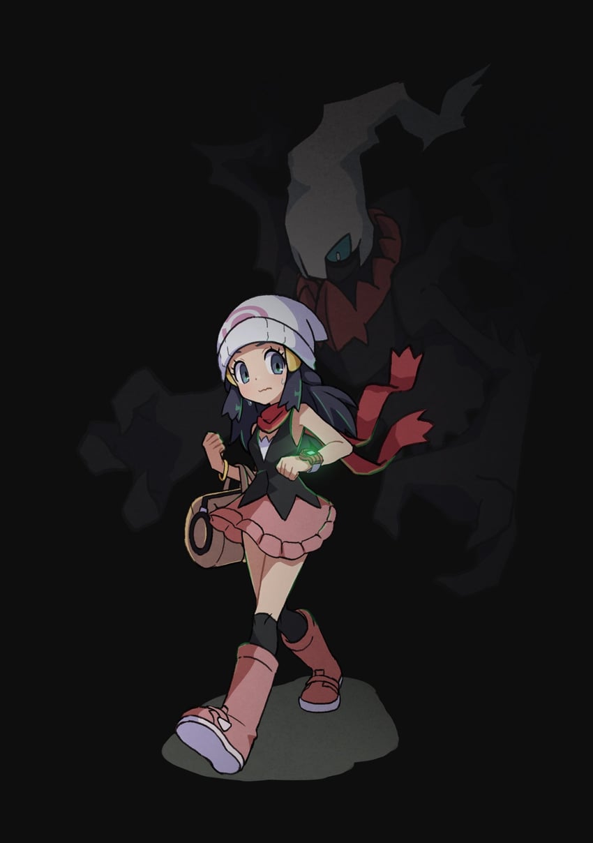dawn and darkrai (pokemon and 1 more) drawn by hiisu_(s-1104-d)