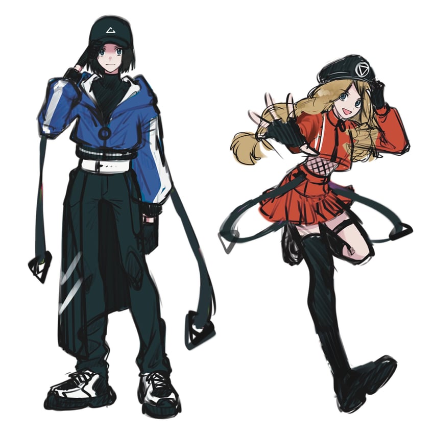 serena and calem (pokemon and 1 more) drawn by kana_(kanna_runa0620)