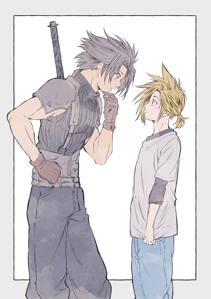 cloud strife and zack fair (final fantasy and 3 more) drawn by oishiioniku1129