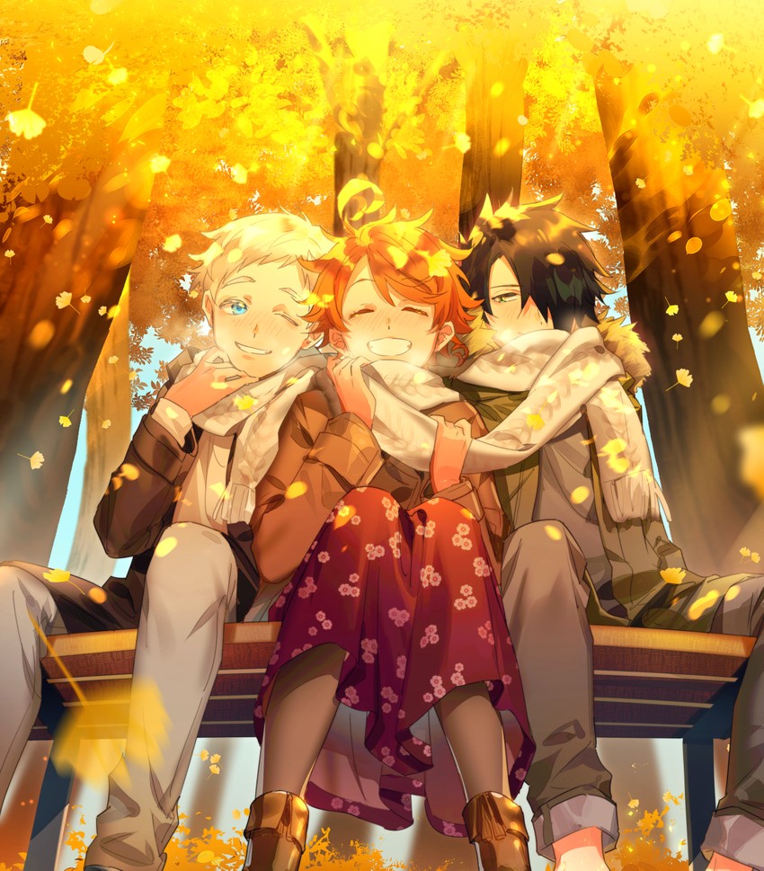 emma, norman, and ray (yakusoku no neverland) drawn by yala1453