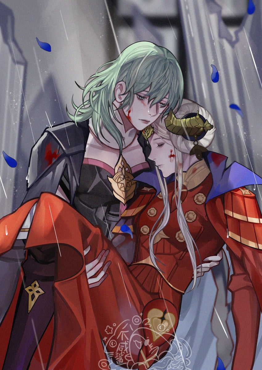 female byleth and edelgard von hresvelg (fire emblem and 1 more) drawn by moyibzs