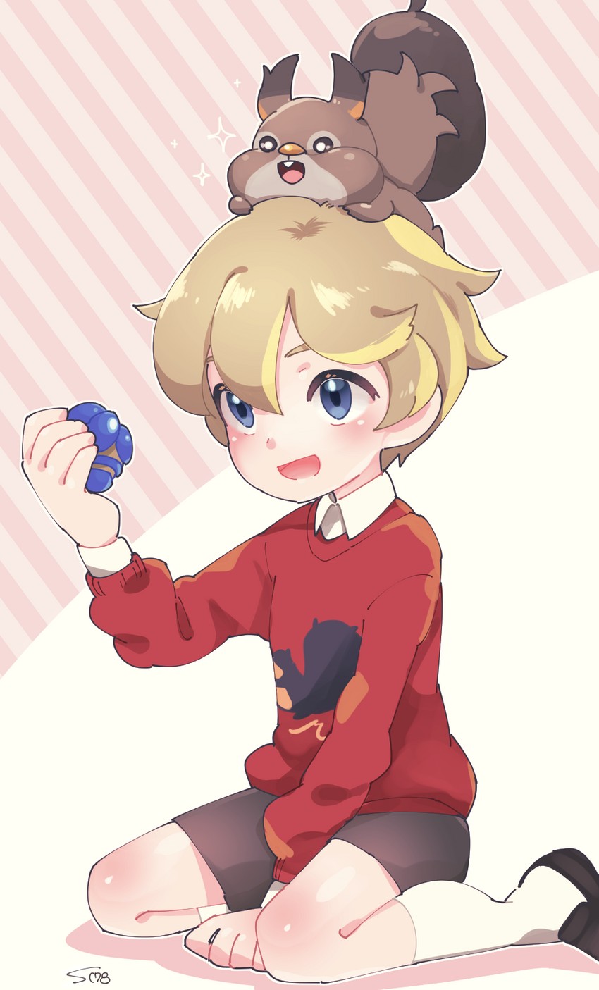 youngster and skwovet (pokemon and 1 more) drawn by inaba_shounosuke