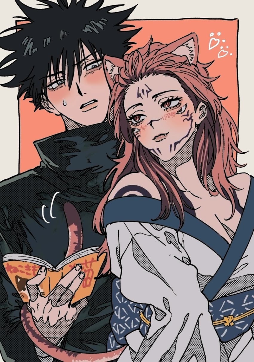 fushiguro megumi and ryoumen sukuna (jujutsu kaisen) drawn by mesuki_peropero