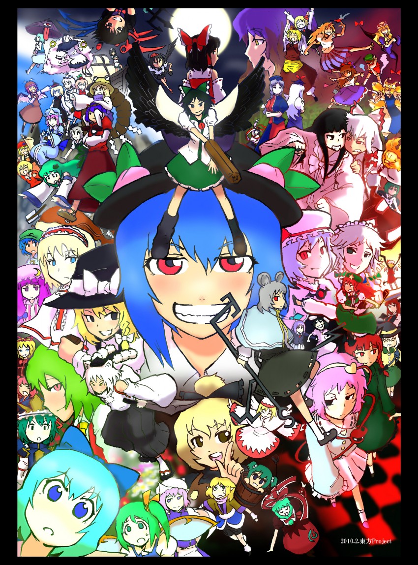 hakurei reimu, kirisame marisa, remilia scarlet, flandre scarlet, izayoi sakuya, and 58 more (touhou and 1 more) drawn by sonjow4