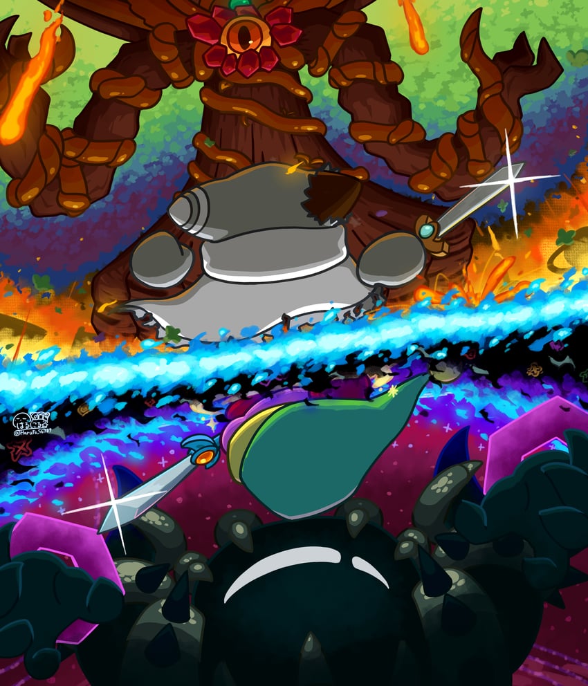 kirby, magolor, sword kirby, magolor soul, interdimensional magolor, and 1 more (kirby and 2 more) drawn by haruneko_(haruto_56789)