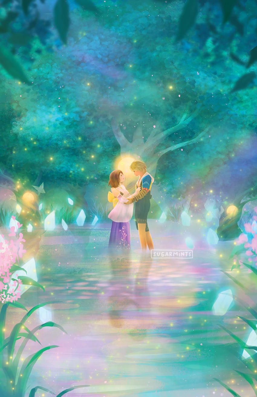 yuna and tidus (final fantasy and 1 more) drawn by sugarmintdreams