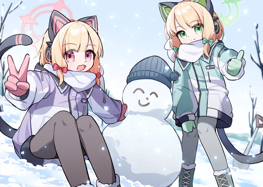 sensei, doodle sensei, momoi, and midori (blue archive) drawn by mogu_kinoko