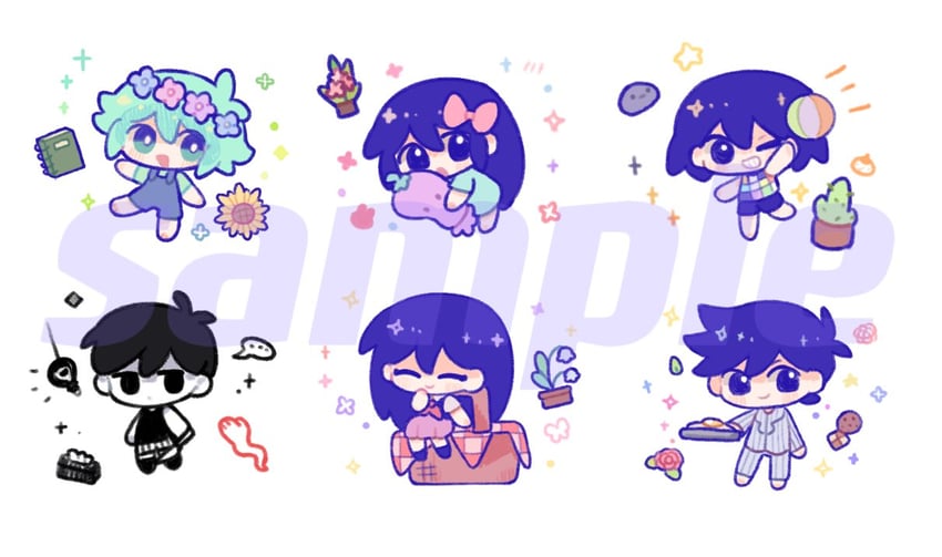 omori, basil, aubrey, mari, kel, and 3 more (omori) drawn by y_songmo