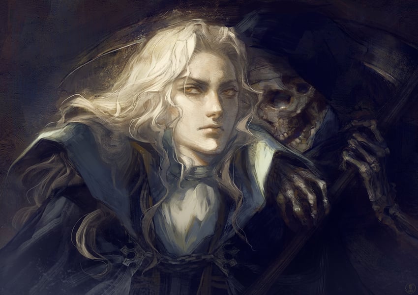 alucard and death (castlevania and 2 more) drawn by nat_the_lich