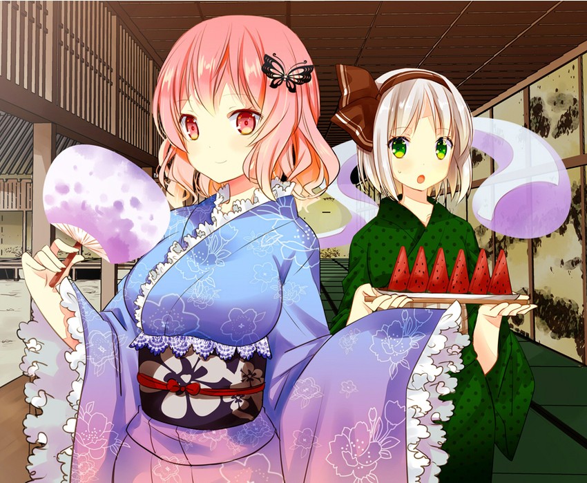 konpaku youmu and saigyouji yuyuko (touhou) drawn by izumi_minami