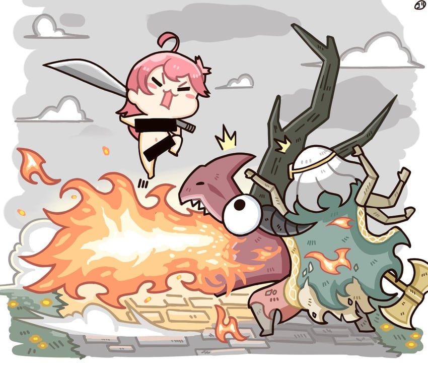 sakura miko and godrick the grafted (hololive and 1 more) drawn by koritama