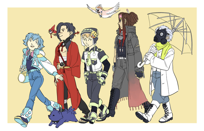 seragaki aoba, ren, noiz, koujaku, clear, and 3 more (dramatical murder) drawn by ikiru_(ikiusagi)