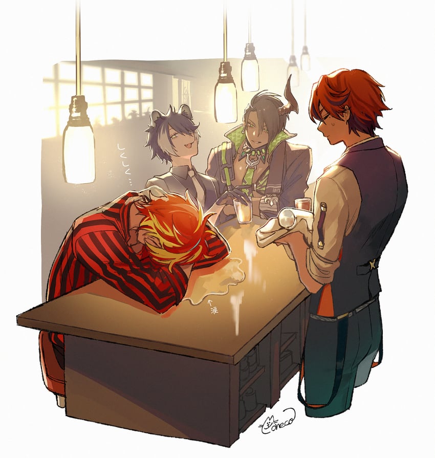 kageyama shien, aragami oga, yukoku roberu, and hizaki gamma (holostars) drawn by moneko